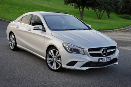 Low slung and sporty, the all-new Mercedes-Benz CLA four-door coupe looks great
