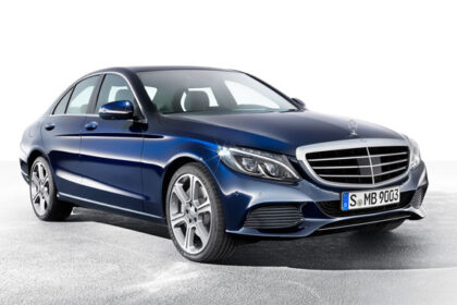 Mercedes-Benz’s next generation C-Class sedan has modern lines, with a large grille, domed roof and bold side sculpting