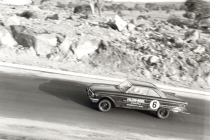 High-speed endurance testing in 1965 of the new XP Ford Falcon proved its suitability for tough Australian roads